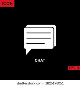 chat de iconos en fondo negro. Ilustración de icono plano o glifo para gráficos, interfaces de medios impresos y diseño web.
