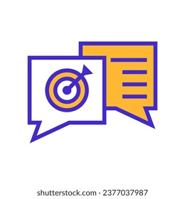 Icon Chat and target, single icon, Flat line color filled and Colorfull icon