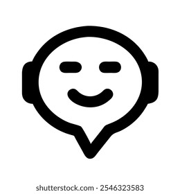 Icon of a chatbot face, representing AI, technology, or customer service.