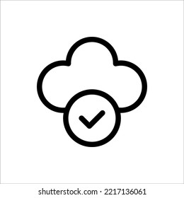 Comprobación de iconos, Cloud Computing, Esquema, Vector de Ilustración con logotipo de icono plano aislado. Adecuado para diseño web, logotipo, aplicación. 