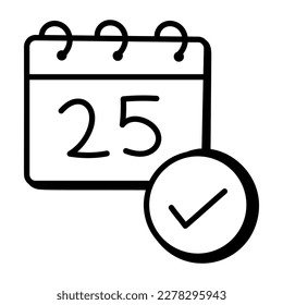Icon of check date doodle design 