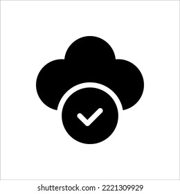 Icon Check Glyph, Cloud Computing, Flat Icon Logo Illustration Vector Isolated. Suitable for Web Design, Logo, App. 
