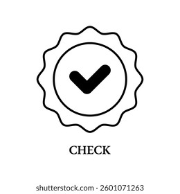 Icon a check, isolated against a clean background.