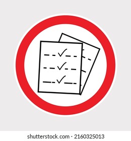 lista de comprobación de icono rojo círculo gris