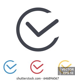 Icon check mark isolated on white background. Flat
