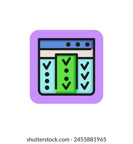 Icono de marcas de verificación. Respuesta, cuestionario, formulario. Concepto de prueba. Se puede utilizar para temas como aprobar el examen, educación, universidad, Encuesta