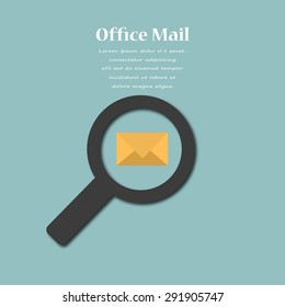 Icon check office email into a magnifying glass. Stock vector