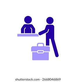 Ícone um check-in, isolado contra um fundo limpo.