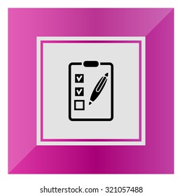 Icon of checklist on clipboard with pen