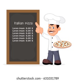 Icon cheerful cook Italian vector illustration.