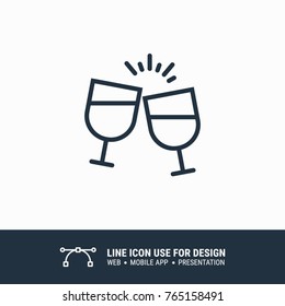 Icon cheers glass drink graphic design single icon vector illustration