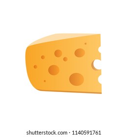 Icon of Cheese with holes isolated on white. Piece of Cheese - Natural dairy farm product. Vector illustration in EPS 10.