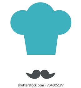 Icon of chef cooking hat and mustache. Design for restaurant menu or cafe