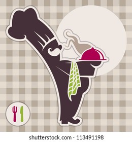 Icon Of A Chef With Food. Restaurant Menu.