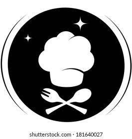 icon with chef hat on black background