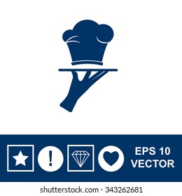Icon with chef hat on a tray.