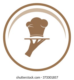 Icon with chef hat on a tray.