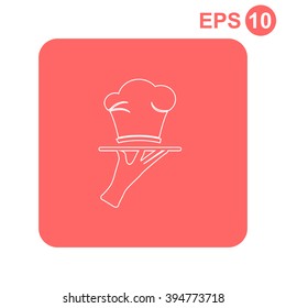 Icon with chef hat on a tray.