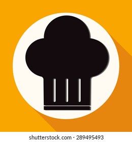 Icon chef hat on white circle with a long shadow