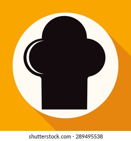 Icon chef hat on white circle with a long shadow
