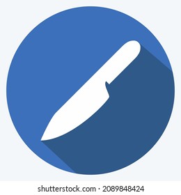 Icon Chef Knife - Long Shadow Style - Simple illustration,Editable stroke,Design template vector, Good for prints, posters, advertisements, announcements, info graphics, etc.