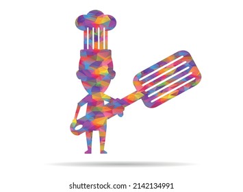 icono chef de bajo color poly