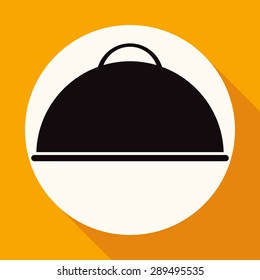 Icon chef on white circle with a long shadow