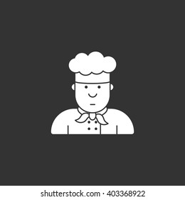 Icon chef in white hat, made in the style of contour