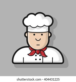 Icon chef in white hat, made in the style of contour