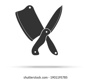 Icono del hacha y cuchillo de un chef. Simple ilustración vectorial para sitios web, aplicaciones y diseño de temas. Estilo plano.