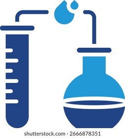 Ícone do processo de análise química relacionado ao petróleo em laboratório para determinar a qualidade, composição ou conteúdo no campo da ciência, pesquisa ou inovação.