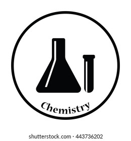 Icon of  Chemical bulbs. Thin circle design. Vector illustration.