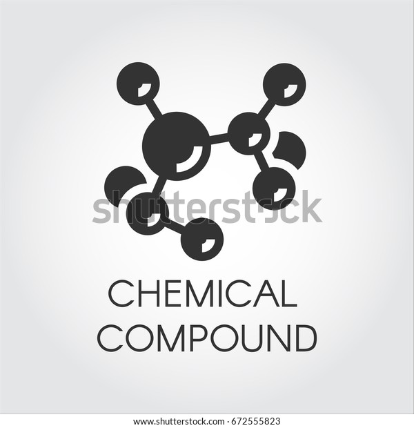 フラットデザインの化学元素化合物のアイコン グレイの背景に黒いロゴ 抽象的な分子接続 ベクターイラスト のベクター画像素材 ロイヤリティフリー