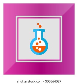 Icon of chemical laboratory flask with bubbling liquid