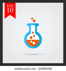 Icon of chemical laboratory flask with bubbling liquid