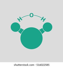 Icon of chemical molecule water. Gray background with green. Vector illustration.