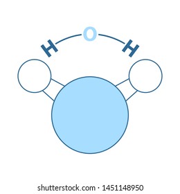 Icon Of Chemical Molecule Water. Thin Line With Blue Fill Design. Vector Illustration.