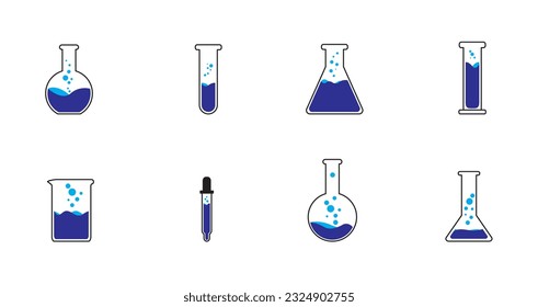  icon, Chemical test tubes icons, Laboratory icon. Vector illustration, flat design.