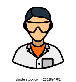 Icon Of Chemist In Eyewear. Editable Bold Outline With Color Fill Design. Vector Illustration.