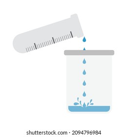 Icon Of Chemistry Beaker Pour Liquid In Flask. Flat Color Design. Vector Illustration.