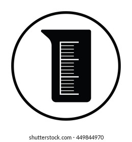 Icon of chemistry beaker. Thin circle design. Vector illustration.