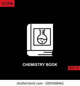 Icon chemistry book with erlenmeyer flask boiling. Filled, glyph or flat vector icon symbol sign collection for mobile concept and web apps design.