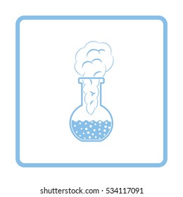 Icon of chemistry bulb with reaction inside. White background with shadow design. Vector illustration.