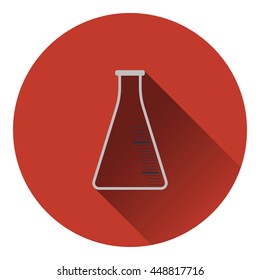 Icon of chemistry cone flask. Flat color design. Vector illustration.