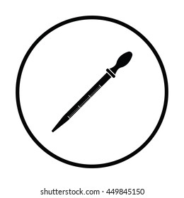 Icon of chemistry dropper. Thin circle design. Vector illustration.