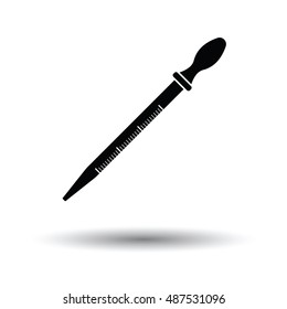 Icon of chemistry dropper. White background with shadow design. Vector illustration.