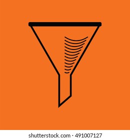 Icon of chemistry filler cone. Orange background with black. Vector illustration.