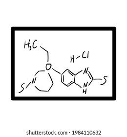 Icon Of Chemistry Formula On Classroom Blackboard. Editable Bold Outline Design. Vector Illustration.