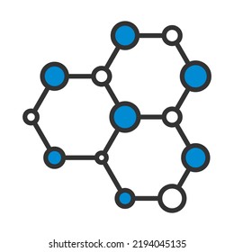 Icon of Chemistry Hexa Connection. Bearbeitbare, fette Rahmenlinie mit Farbfülldesign. Vektorgrafik.