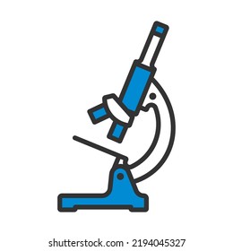 Icon Of Chemistry Microscope. Editable Bold Outline With Color Fill Design. Vector Illustration.